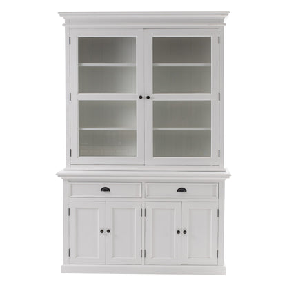 57" White Solid Wood Frame Dining Hutch With Twelve Shelves And Two Drawers