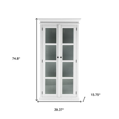 39" White Solid Wood Accent Cabinet With Two Doors HomeRoots