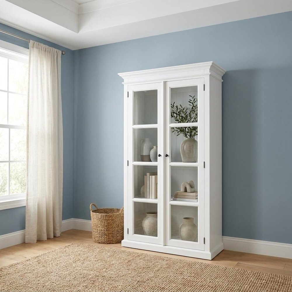 39" White Solid Wood Accent Cabinet With Two Doors HomeRoots