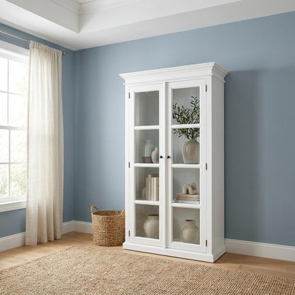 39" White Solid Wood Accent Cabinet With Two Doors HomeRoots