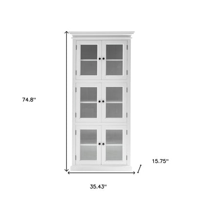 35" White Solid Wood Frame Standard Accent Cabinet With Six Shelves HomeRoots