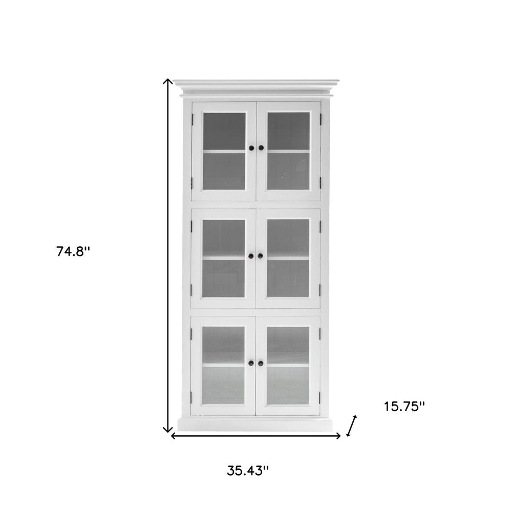 35" White Solid Wood Frame Standard Accent Cabinet With Six Shelves HomeRoots