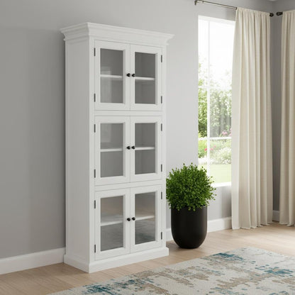 35" White Solid Wood Frame Standard Accent Cabinet With Six Shelves HomeRoots