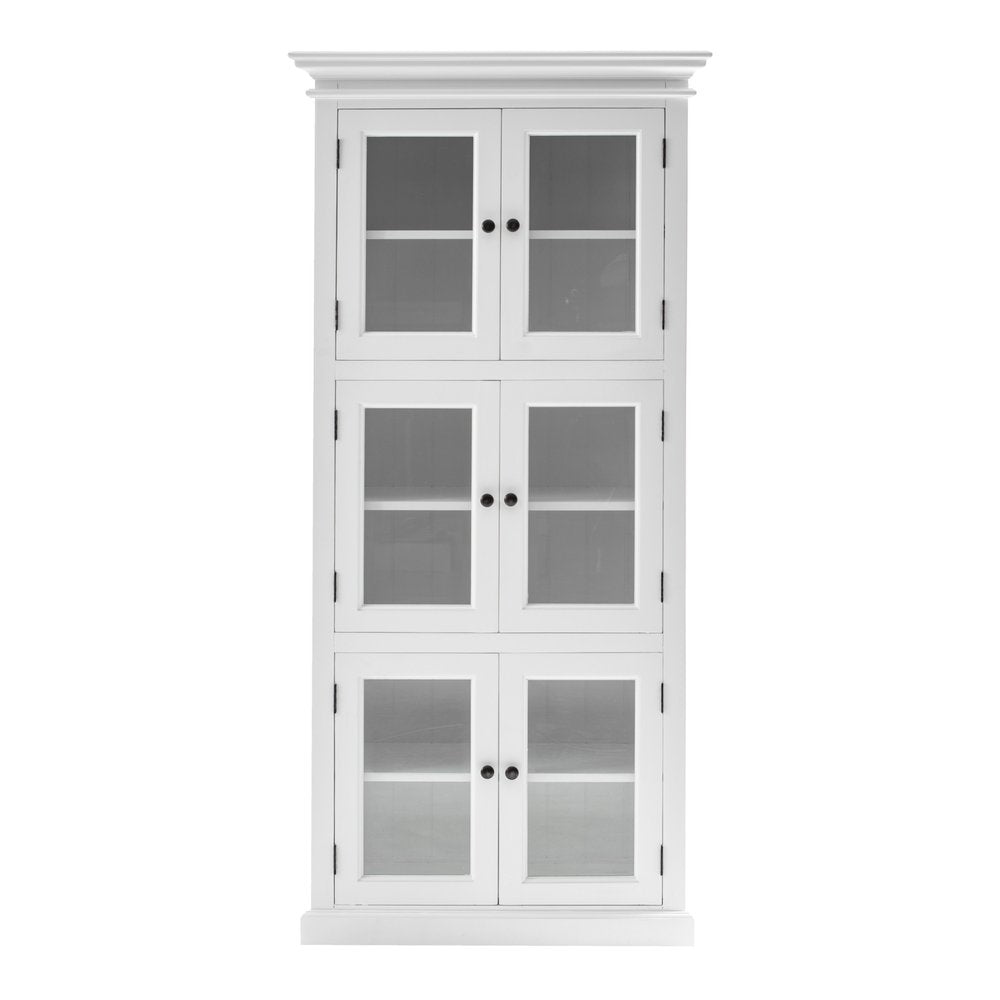 35" White Solid Wood Frame Standard Accent Cabinet With Six Shelves HomeRoots