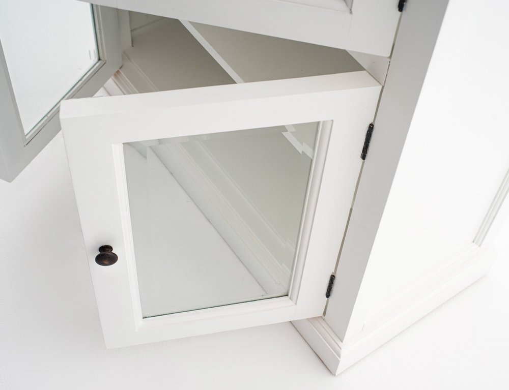 35" White Solid Wood Frame Standard Accent Cabinet With Six Shelves HomeRoots