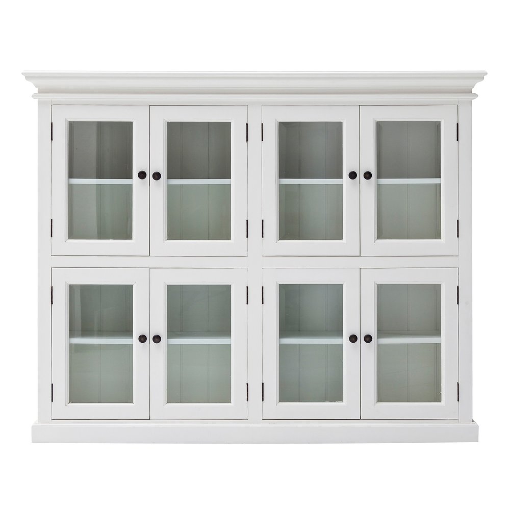 52" White Wood and Glass Two Level Storage Cabinet HomeRoots