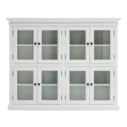 52" White Wood and Glass Two Level Storage Cabinet HomeRoots