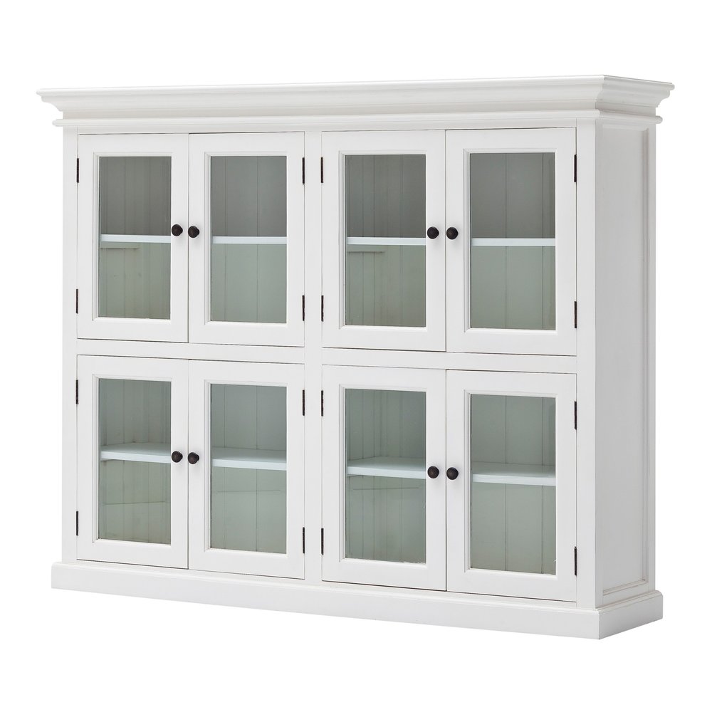 52" White Wood and Glass Two Level Storage Cabinet HomeRoots