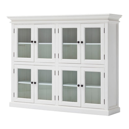 52" White Wood and Glass Two Level Storage Cabinet HomeRoots