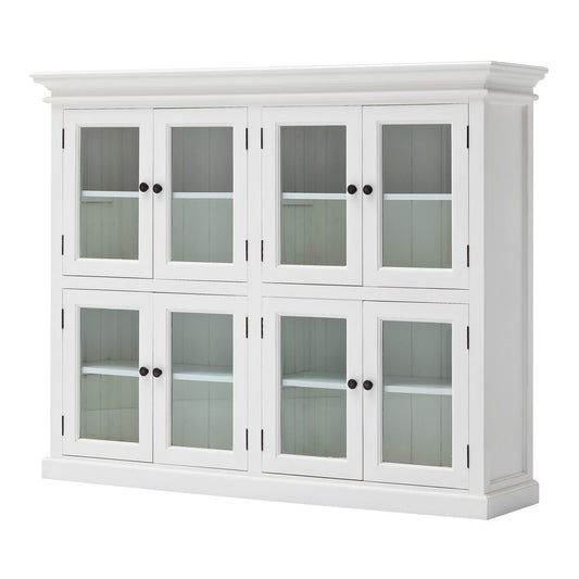 52" White Wood and Glass Two Level Storage Cabinet HomeRoots