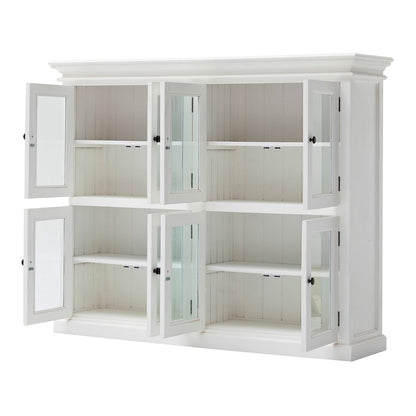 52" White Wood and Glass Two Level Storage Cabinet HomeRoots