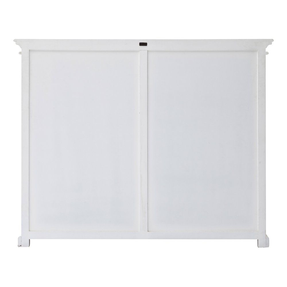 52" White Wood and Glass Two Level Storage Cabinet HomeRoots