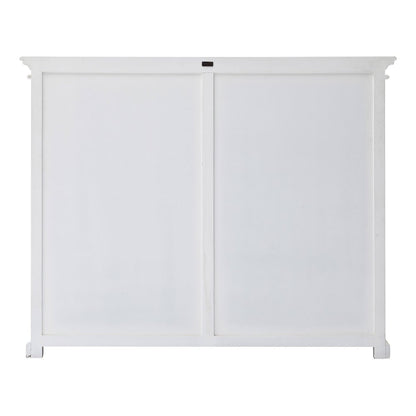 52" White Wood and Glass Two Level Storage Cabinet HomeRoots