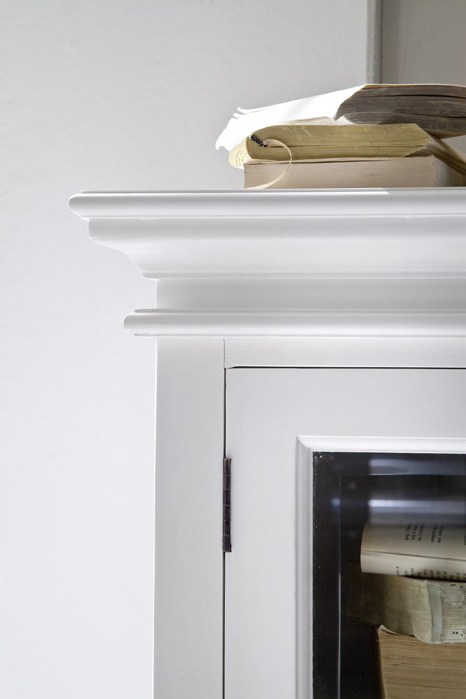 52" White Wood and Glass Two Level Storage Cabinet HomeRoots