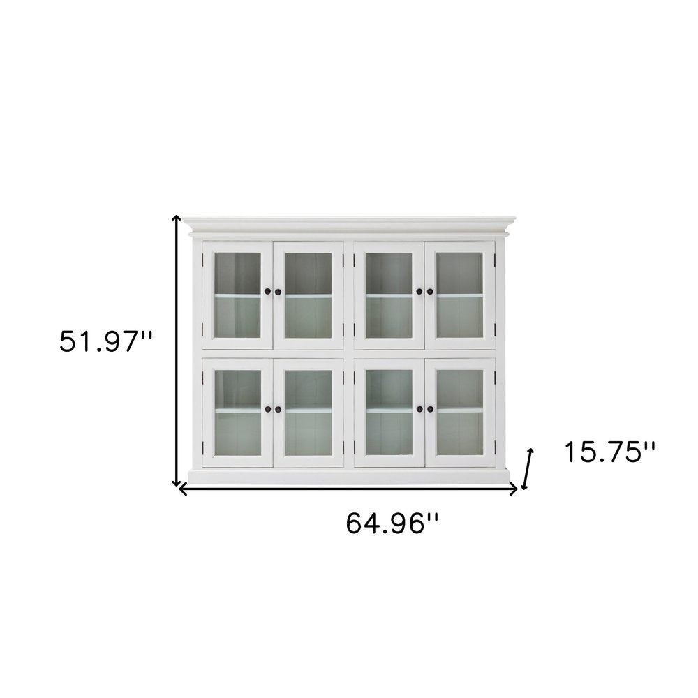 52" White Wood and Glass Two Level Storage Cabinet HomeRoots