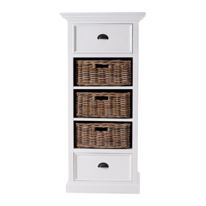 52" White Two Drawer Storage Cabinet With Baskets