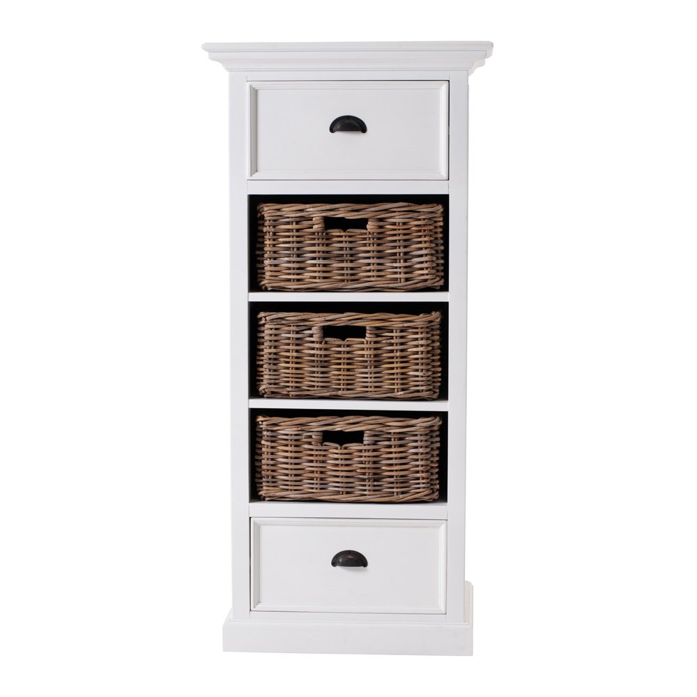 52" White Two Drawer Storage Cabinet With Baskets HomeRoots