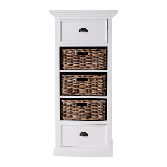 52" White Two Drawer Storage Cabinet With Baskets HomeRoots