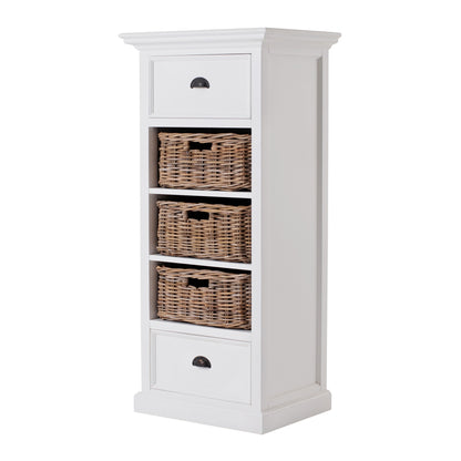 52" White Two Drawer Storage Cabinet With Baskets