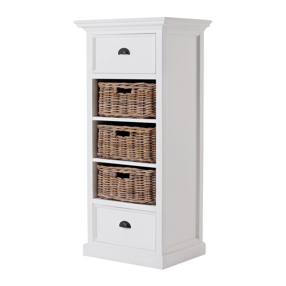 52" White Two Drawer Storage Cabinet With Baskets HomeRoots