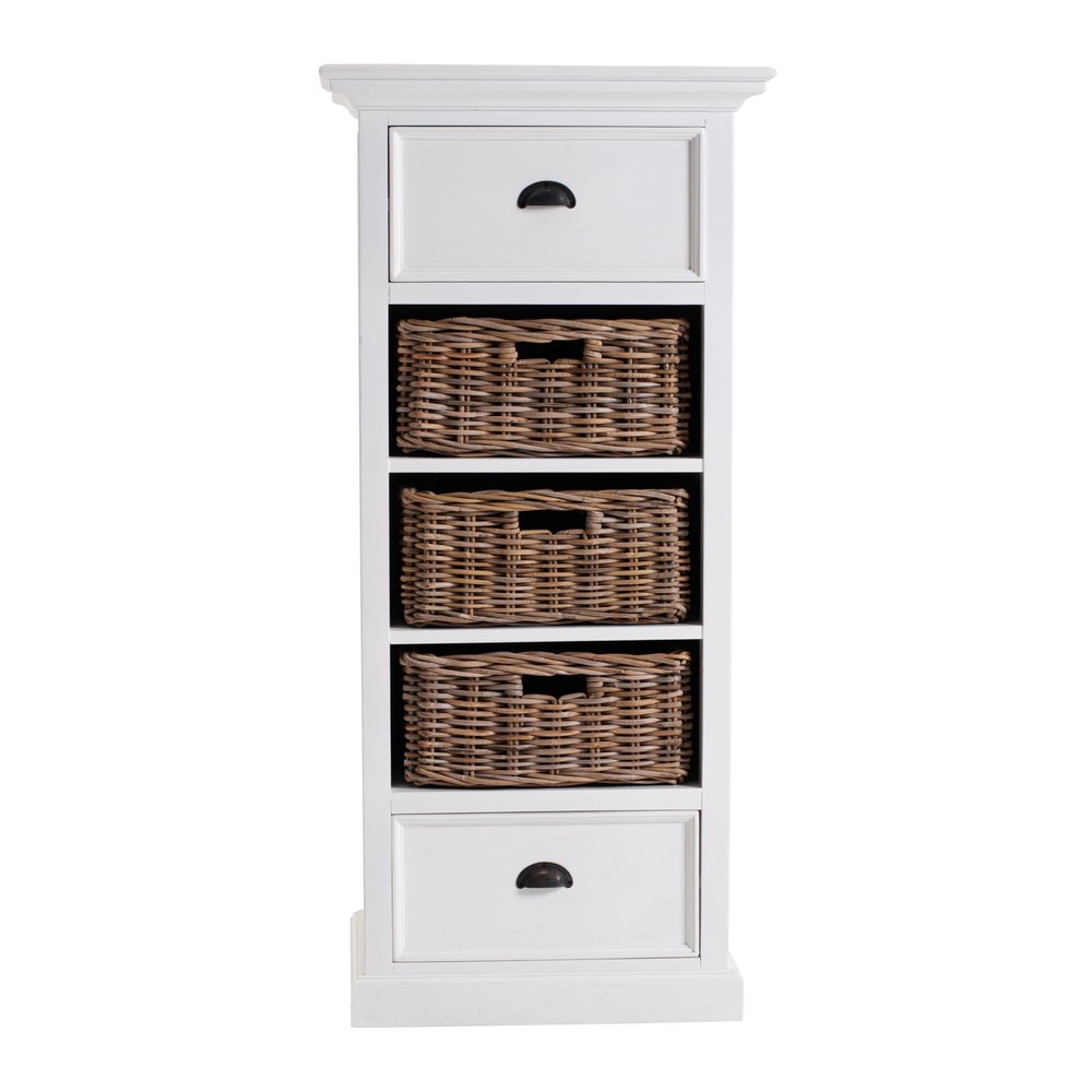 52" White Two Drawer Storage Cabinet With Baskets HomeRoots