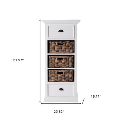 52" White Two Drawer Storage Cabinet With Baskets HomeRoots