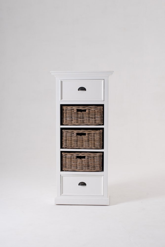 52" White Two Drawer Storage Cabinet With Baskets HomeRoots