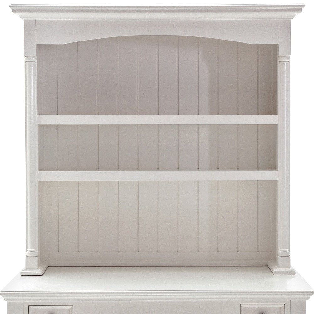 47" White Solid Wood Computer Desk With Hutch With Two Drawers — view 10