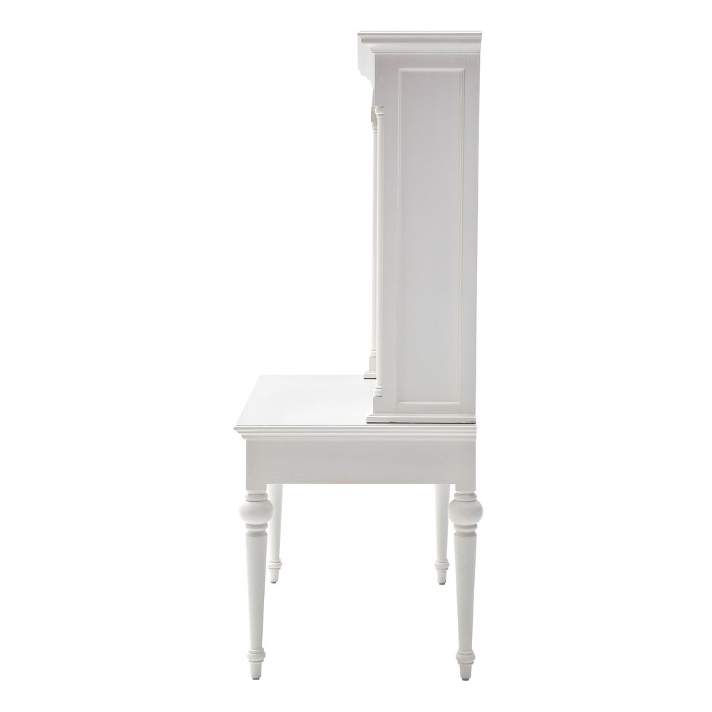 47" White Solid Wood Computer Desk With Hutch With Two Drawers — view 3