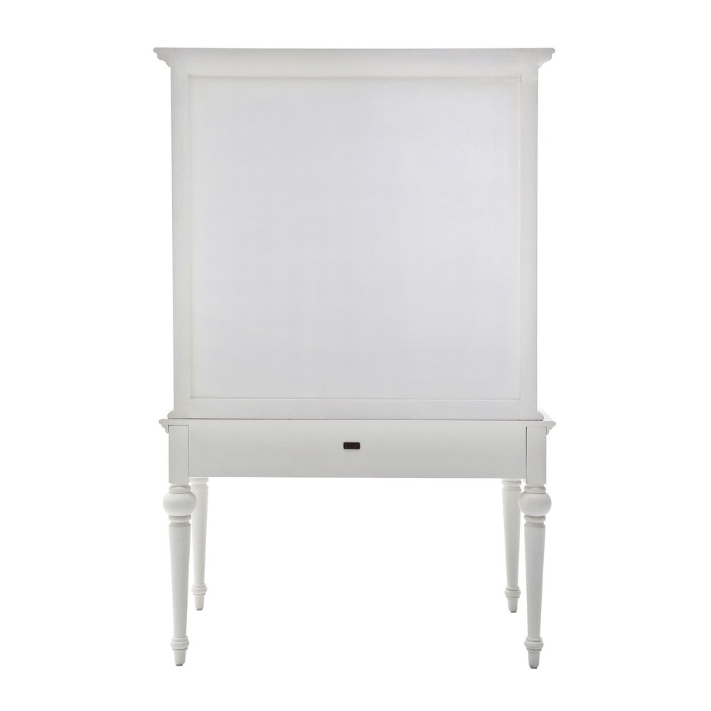 47" White Solid Wood Computer Desk With Hutch With Two Drawers — view 4