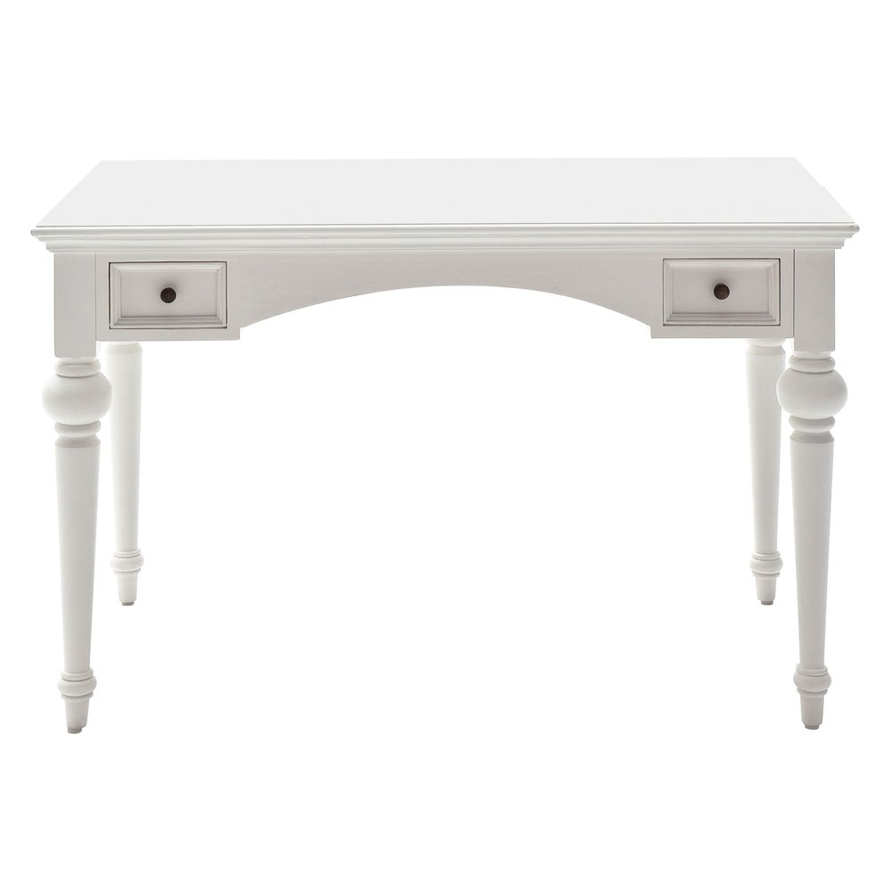 47" White Solid Wood Computer Desk With Hutch With Two Drawers — view 5