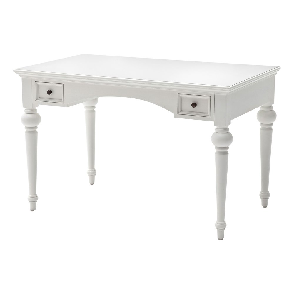 47" White Solid Wood Computer Desk With Hutch With Two Drawers — view 6