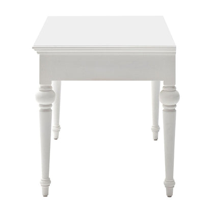 47" White Solid Wood Computer Desk With Hutch With Two Drawers