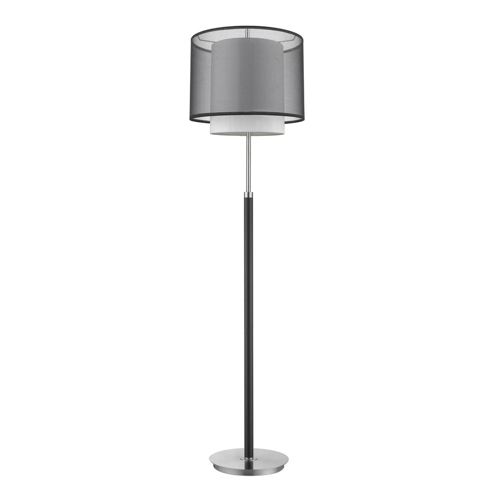 62" Floor Lamp With Black And White Fabric Drum Shade — view 1