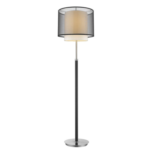 62" Floor Lamp With Black And White Fabric Drum Shade HomeRoots