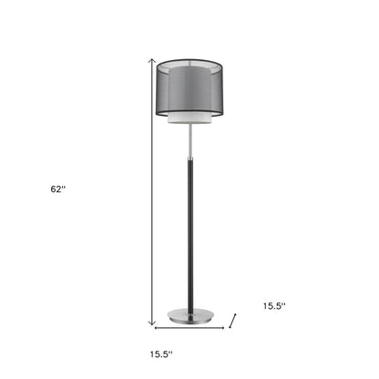 62" Floor Lamp With Black And White Fabric Drum Shade HomeRoots