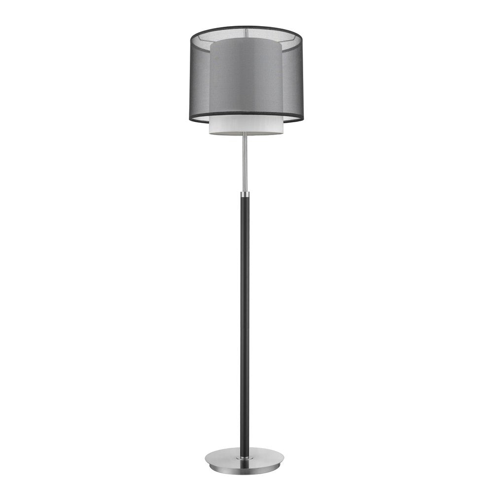 62" Floor Lamp With Black And White Fabric Drum Shade — view 4