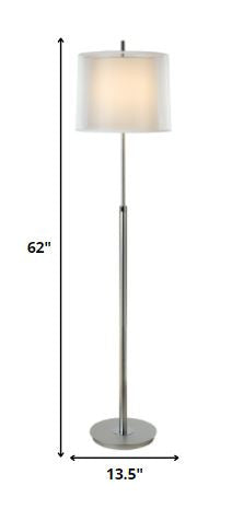 62" Chrome Traditional Shaped Floor Lamp With White Empire Shade