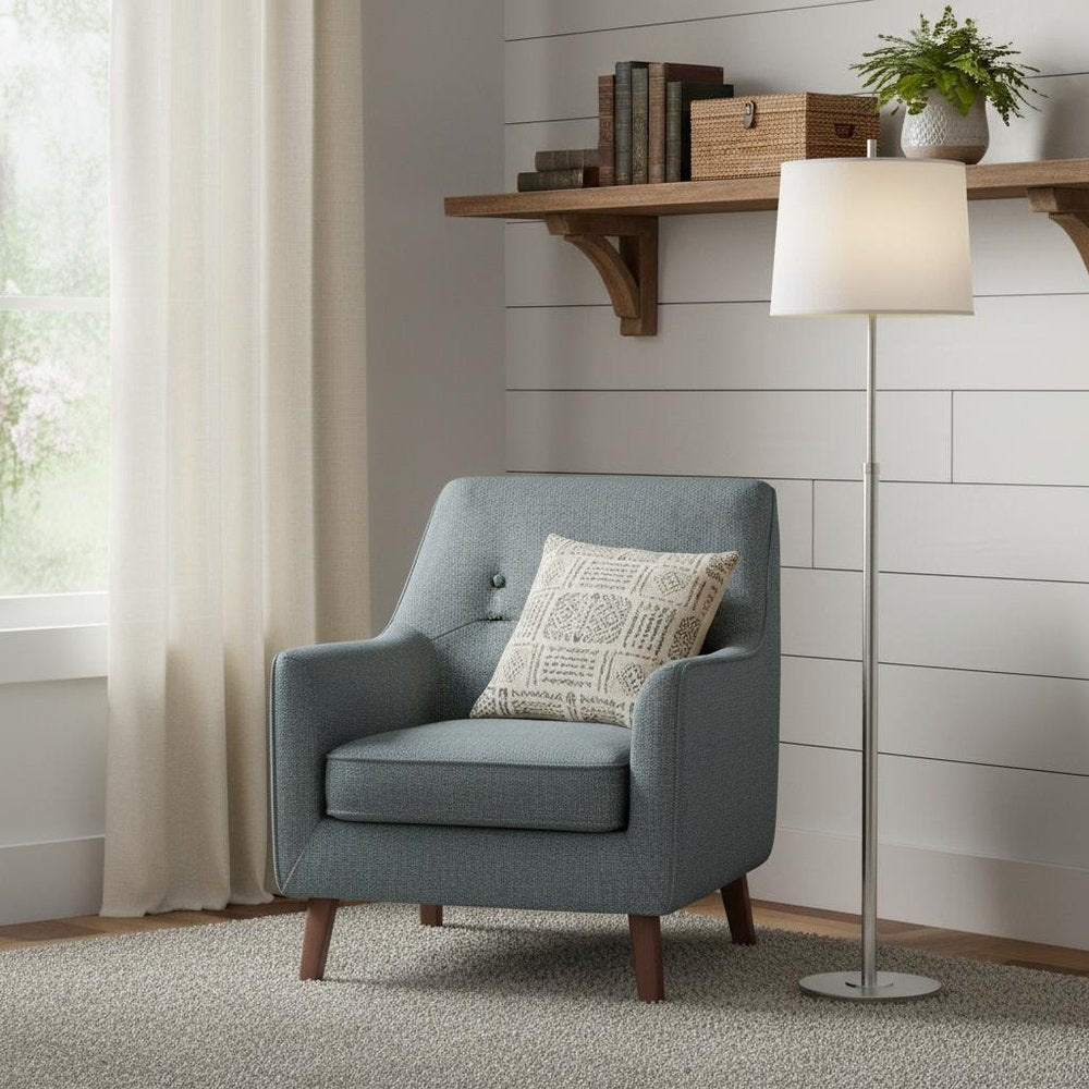 62" Floor Lamp With White Fabric Empire Shade HomeRoots