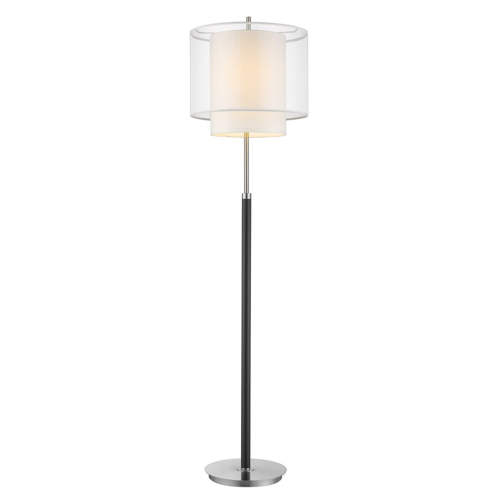 62" Floor Lamp With White Fabric Drum Shade — view 2