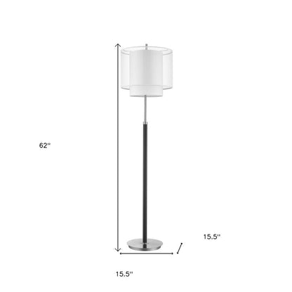 62" Floor Lamp With White Fabric Drum Shade HomeRoots