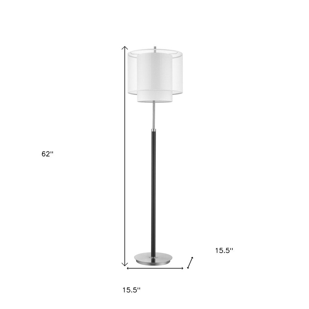 62" Floor Lamp With White Fabric Drum Shade HomeRoots