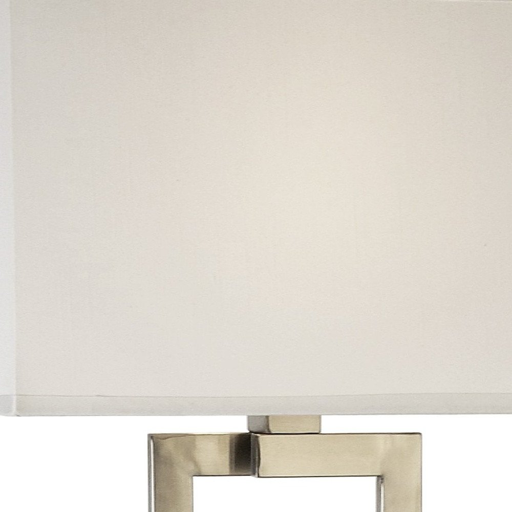 61" Nickel Traditional Shaped Floor Lamp With White Rectangular Shade HomeRoots