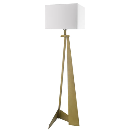 60" Brass Traditional Shaped Floor Lamp With White Novelty Shade