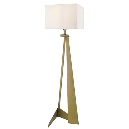 60" Brass Traditional Shaped Floor Lamp With White Novelty Shade