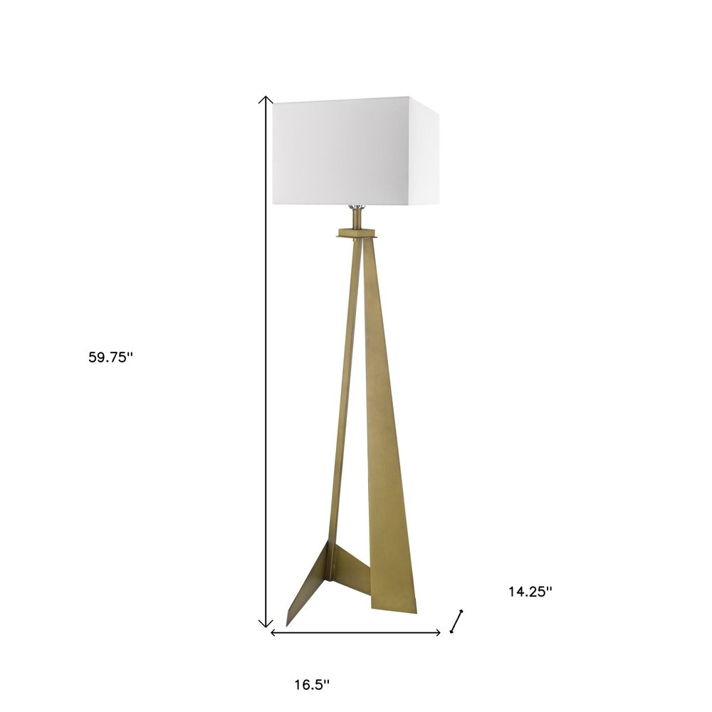 60" Floor Lamp With White Fabric Novelty Shade — view 7