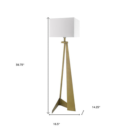 60" Floor Lamp With White Fabric Novelty Shade
