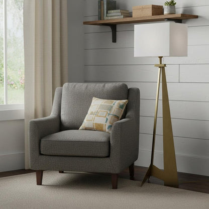 60" Floor Lamp With White Fabric Novelty Shade HomeRoots