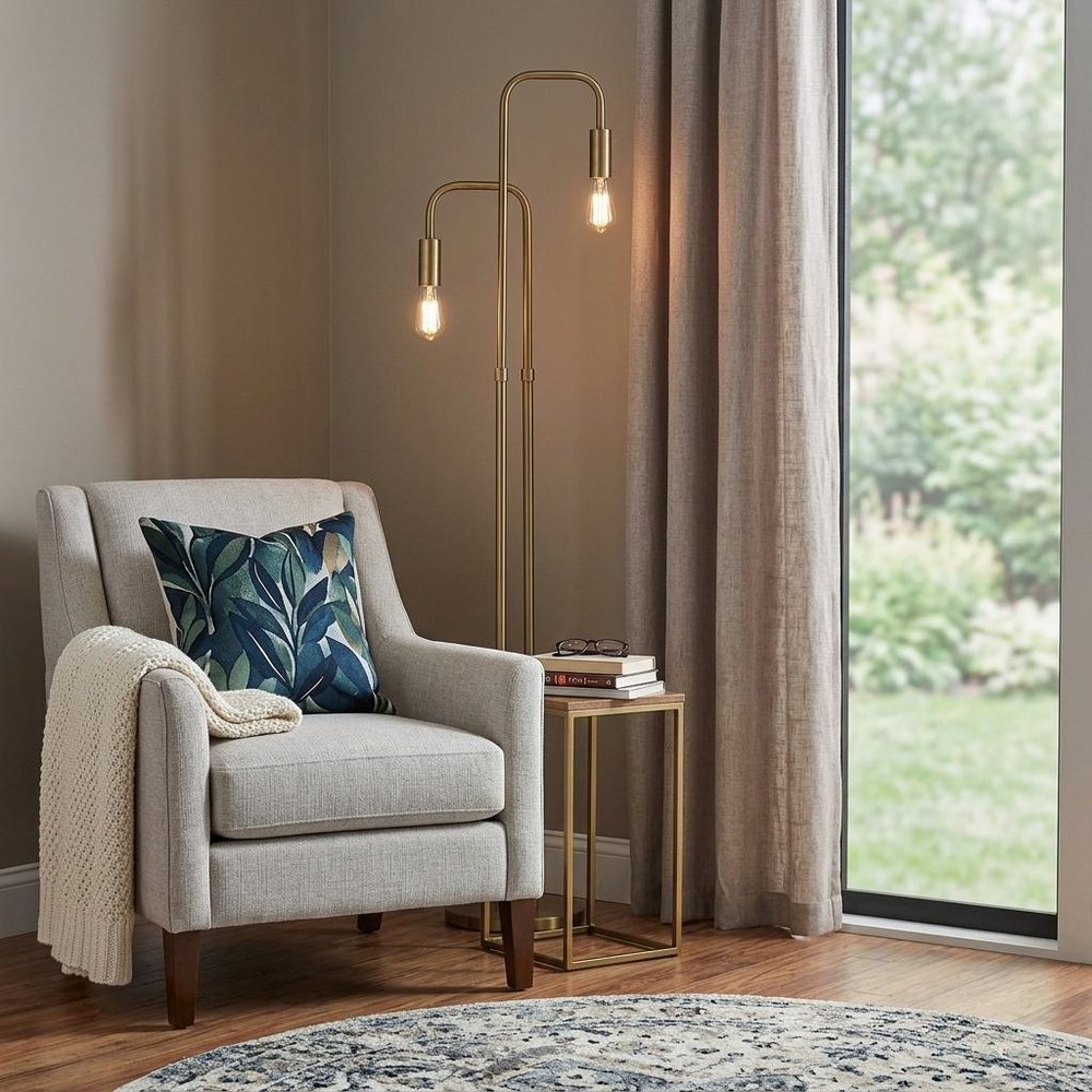 63" Two Light Torchiere Floor Lamp HomeRoots