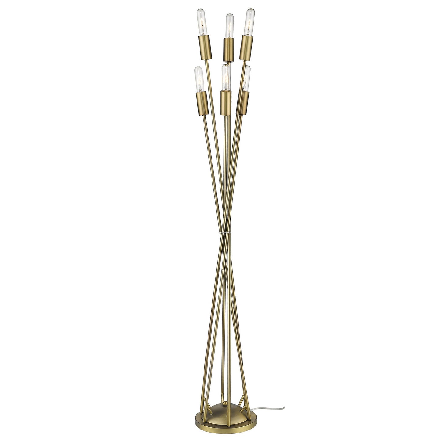 60" Brass Six Light Torchiere Floor Lamp